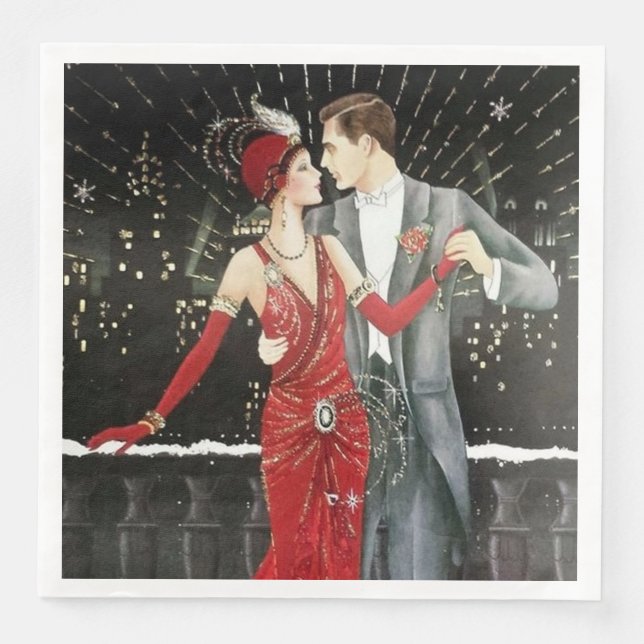 art Deko Retro Weihnachtsgeschenk Party Serviette (Vorderseite)
