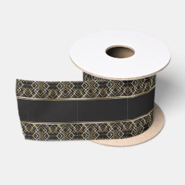 Art Deko, schwarz, gold, elegant, chic, monogramm  Satinband