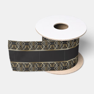 Art Deko, schwarz, gold, elegant, chic, monogramm  Satinband