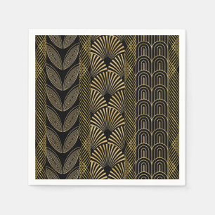 Art Deko Schwarz und Gold Serviette