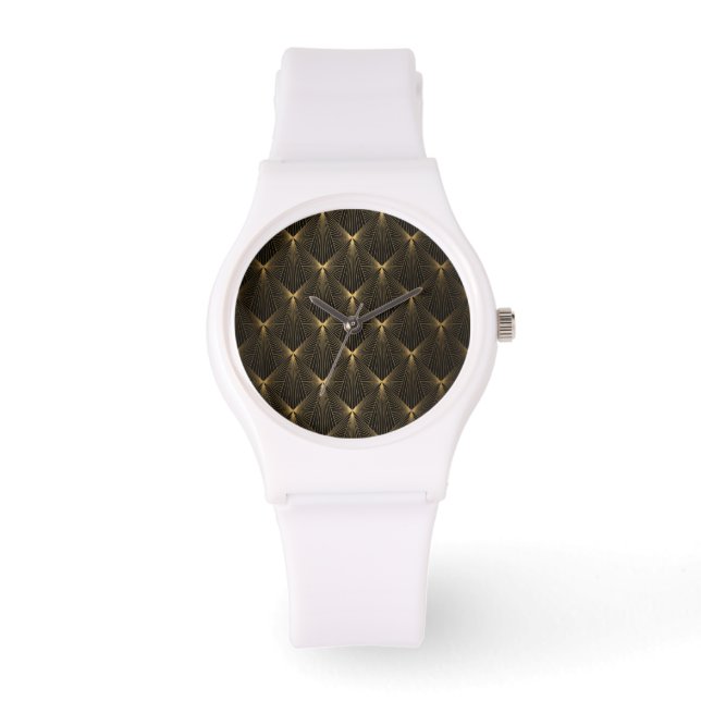 Art Deko,schwarzes Gold,schick,elegant,elegant,ele Armbanduhr (Vorderseite)