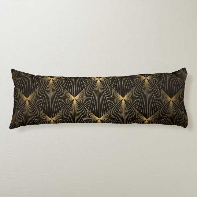 Art Deko,schwarzes Gold,schick,elegant,elegant,ele Seitenschläferkissen (Vorderseite)