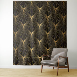 Art Deko,schwarzes Gold,schick,elegant,elegant,ele Wandteppich