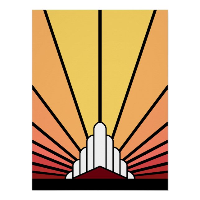 Art Deko Sonne im Morgengrauen (Vorderseite)