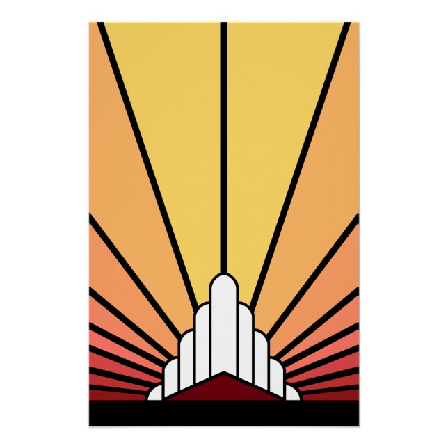 Art Deko Sonne im Morgengrauen (Vorderseite)