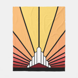 Art Deko Sonne im Morgengrauen Fleece Blanket