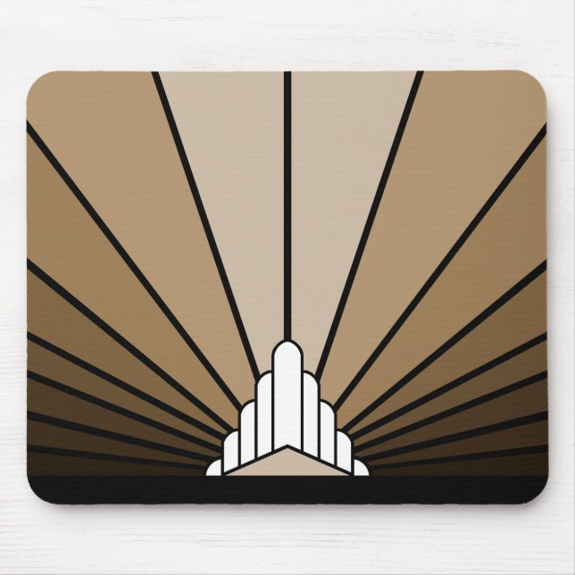 Art Deko Sonne in Bräune Mousepad (Vorne)