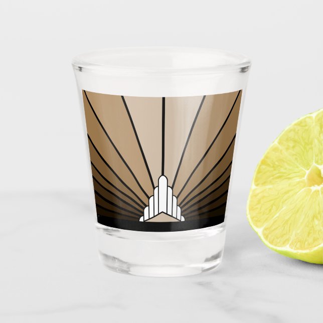 Art Deko Sonne in Bräune Schnapsglas (Vorderseite)