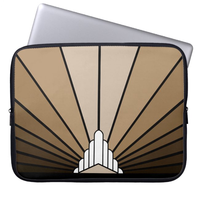 Art Deko Sonne in einer Elektronik-Tasche Laptopschutzhülle (Vorderseite)