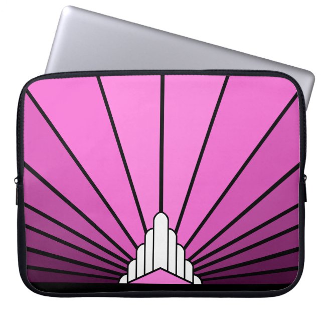 Art Deko Sonne in rosa Elektronik-Tasche Laptopschutzhülle (Vorderseite)