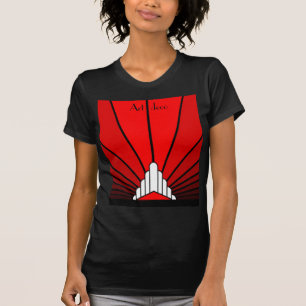 Art Deko Sonne in Rot T-Shirt