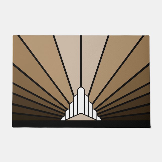Art Deko Sonne in tan Door Mat Fußmatte (Vorderseite)