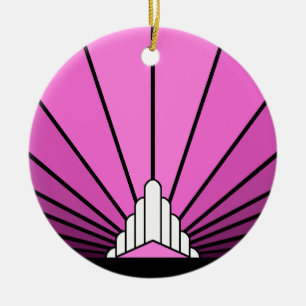 Art Deko Sonne pink Keramik Ornament