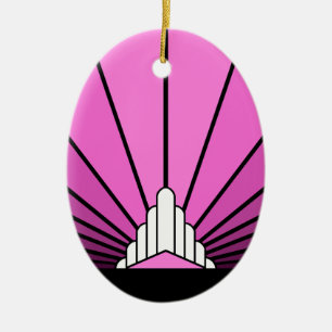Art Deko Sonne pink Keramik Ornament