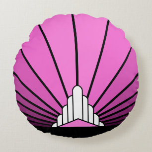 Art Deko Sonne pink Rundes Kissen