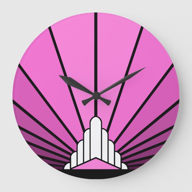 Art Deko Sonne pink Wall Uhr (Vorderseite)