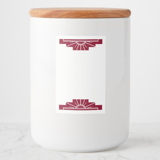 Art Deko Sonnenelement im Dunkelnarben Lebensmitteletikett (Vorderseite)