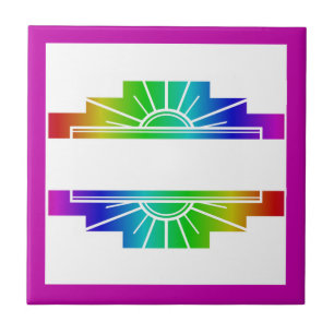 Art Deko Sonnenelement in Regenbogen Fliese