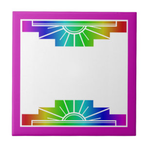 Art Deko Sonnenelement in Regenbogen Fliese