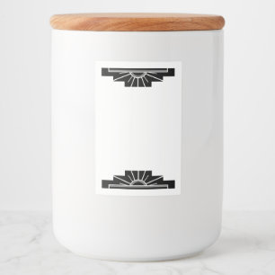 Art Deko Sonnenelement in Schwarz Lebensmitteletikett