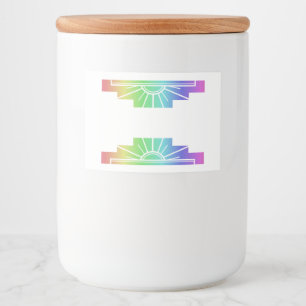 Art Deko Sonnenray in blassem Regenbogen Lebensmitteletikett