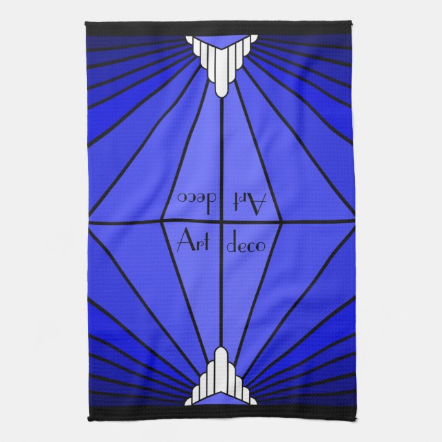Art Deko Sun in blau Geschirrtuch (Vertikal)