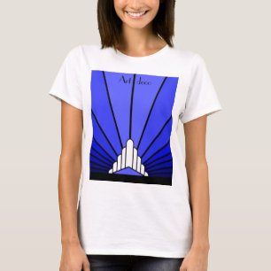 Art Deko Sun in blau T-Shirt