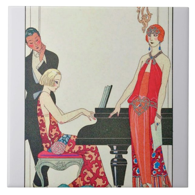 Art Deko Vintage Dekoration Keramik Fliesen (Vorderseite)