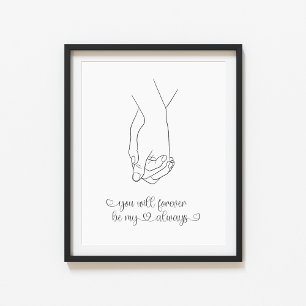 Art der Couple Holding Hands Line Poster