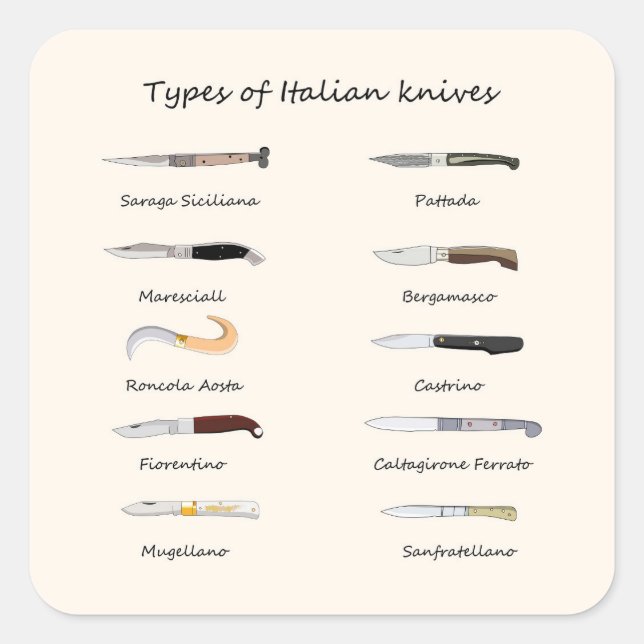 Art der italienischen Messer Quadratischer Aufkleber (Vorderseite)