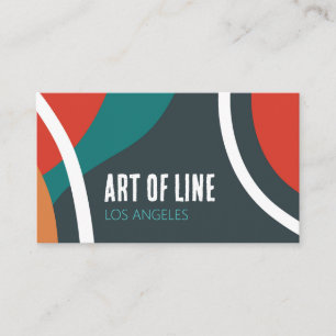 Art der Linien dunkelblaues aquamarines und rotes  Visitenkarte
