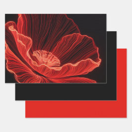 Art der Red Poppy Line Geschenkpapier Set