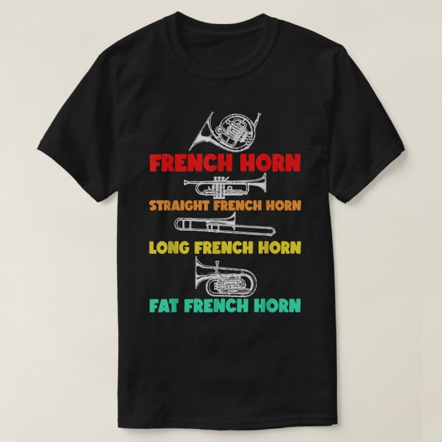 Art des französischen Horn Player Brass Player Mus T-Shirt (Design vorne)