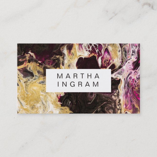 Art Design Abstrakt Fluid Dark Lila und Gold Visitenkarte (Vorderseite)