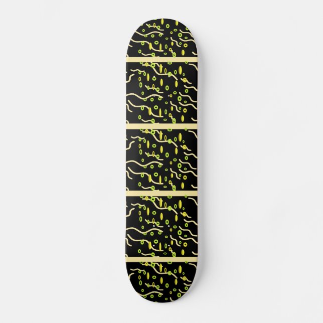 Art Design Grüne Donuts und gelbe Paprika Skateboard (Vorderseite)