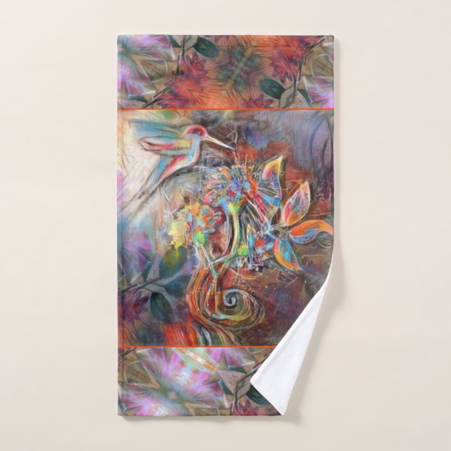 Art doux de pastels de vol de colibri (Serviette à main)