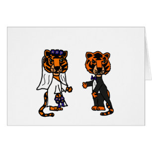 Art drôle de mariage de tigre de jeunes mariés