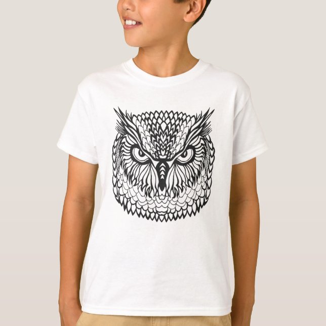 Art-Eagle-Eulen-Kopf T-Shirt (Vorderseite)