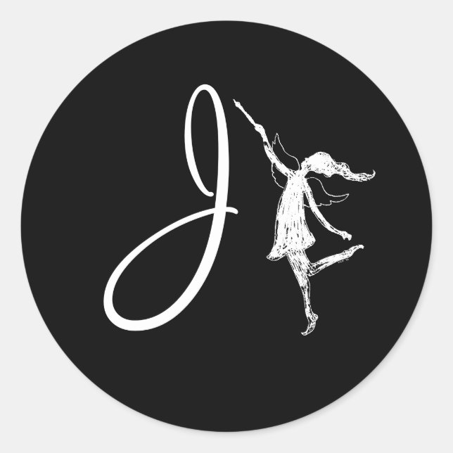 Art Fairy Initial: J Runder Aufkleber (Vorderseite)