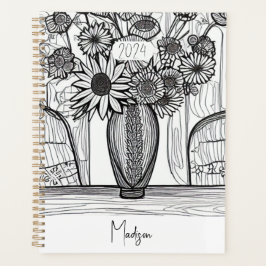 Art Floral Abstrait Editable 2024 Nouvel An