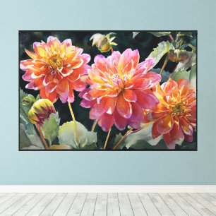 Art floral abstrait sur toile de minuit 