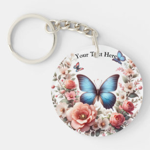 Art floral papillon bleu personnalisable-96279