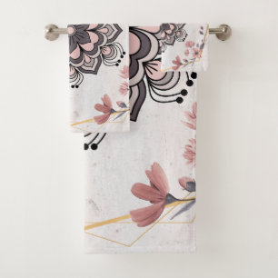 Art floral Rangoli, rose et gris harmonie apaisant