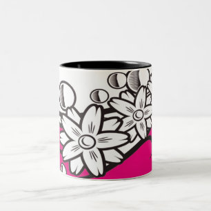 Art floral sur la tasse basse rose
