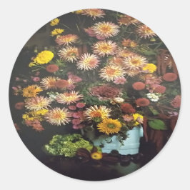 Art Floral Vase Bouquet Runder Aufkleber