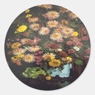 Art Floral Vase Bouquet Runder Aufkleber
