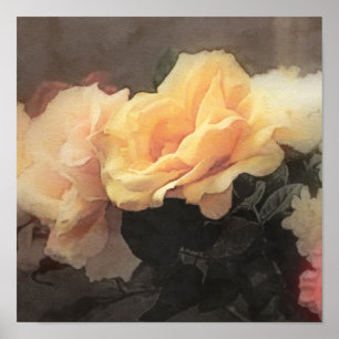 art floral vintage background in pastel colors poster