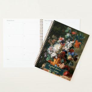 Art Floral vintage Nom personnalisé Monogramme Or 