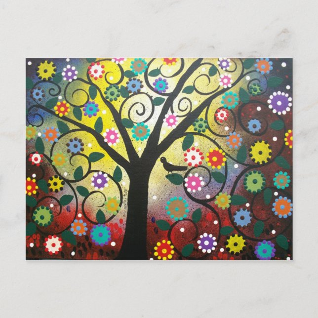 ART FOLK Arbre de couleurs par LORI EVERETT carte  (Devant)