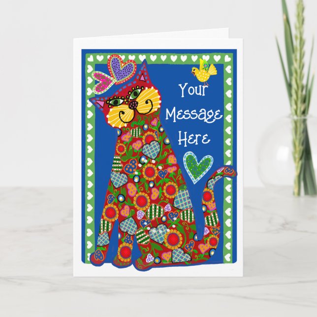 Art folklorique de la carte pliée Valentine du cha (Devant)